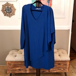 Teal Asymmetrical Sweater Dress, Soft Surroundings, Size XL